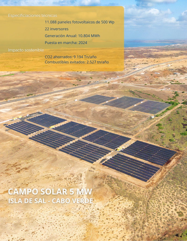 Especificaciones técnicas de Planta Solar 5MW Santa Maria - Isla de Sal