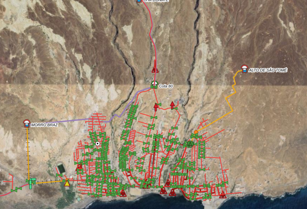Visualización GIS de la ciudad de Porto Novo y sus infraestructuras hidráulicas